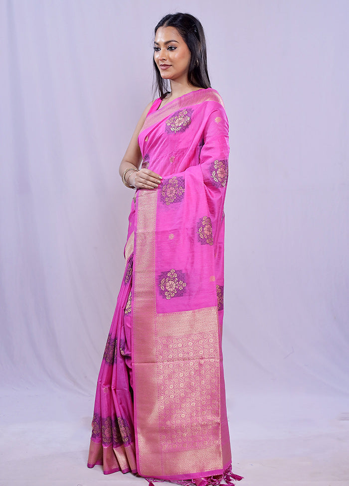 Pink Dupion Silk Saree With Blouse Piece - Indian Silk House Agencies