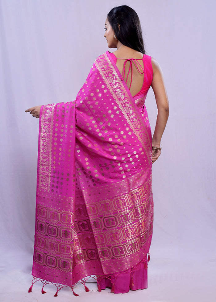 Pink Dupion Silk Saree With Blouse Piece - Indian Silk House Agencies