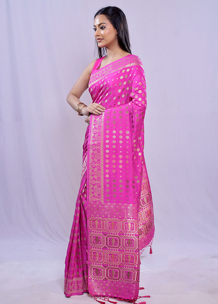 Pink Dupion Silk Saree With Blouse Piece - Indian Silk House Agencies