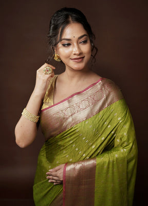 Green Dupion Silk Saree With Blouse Piece - Indian Silk House Agencies