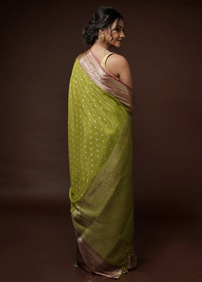 Green Dupion Silk Saree With Blouse Piece - Indian Silk House Agencies