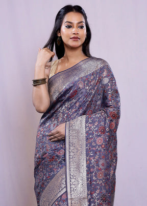 Grey Tissue Silk Saree With Blouse Piece - Indian Silk House Agencies