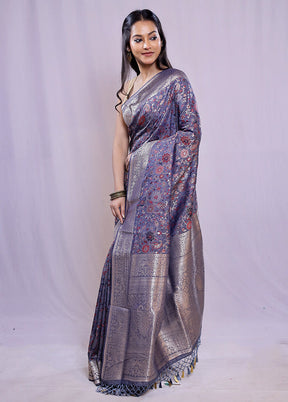 Grey Tissue Silk Saree With Blouse Piece - Indian Silk House Agencies