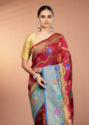 Purple Dupion Silk Saree With Blouse Piece