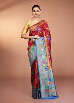 Purple Dupion Silk Saree With Blouse Piece