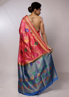 Pink Dupion Silk Saree With Blouse Piece