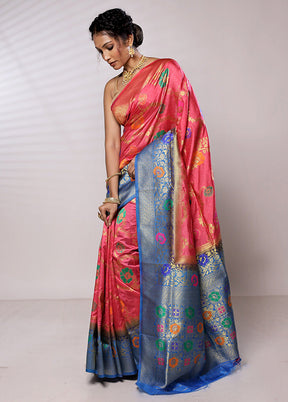 Pink Dupion Silk Saree With Blouse Piece