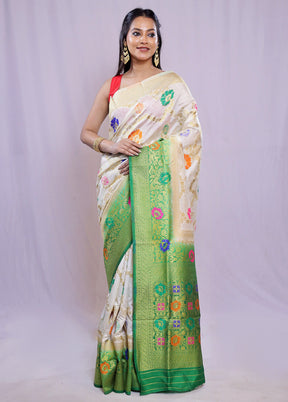 Cream Dupion Silk Saree With Blouse Piece - Indian Silk House Agencies