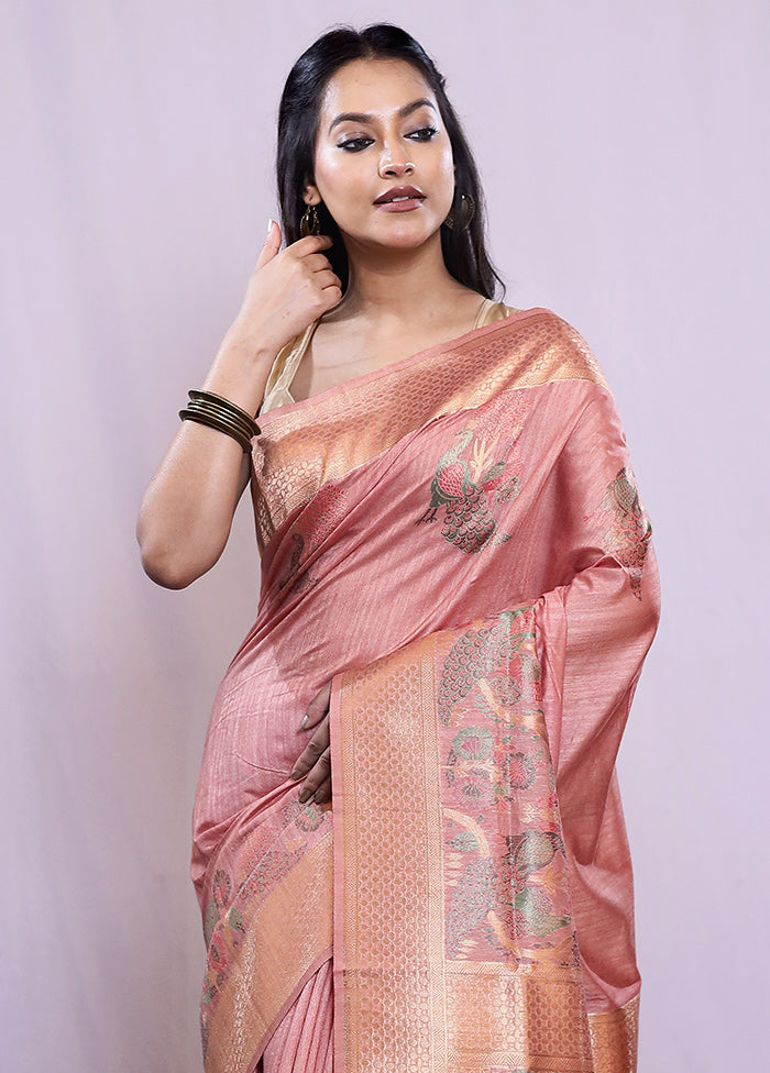 Cream Dupion Silk Saree With Blouse Piece - Indian Silk House Agencies