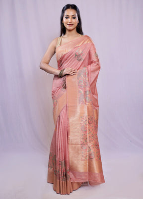 Cream Dupion Silk Saree With Blouse Piece - Indian Silk House Agencies