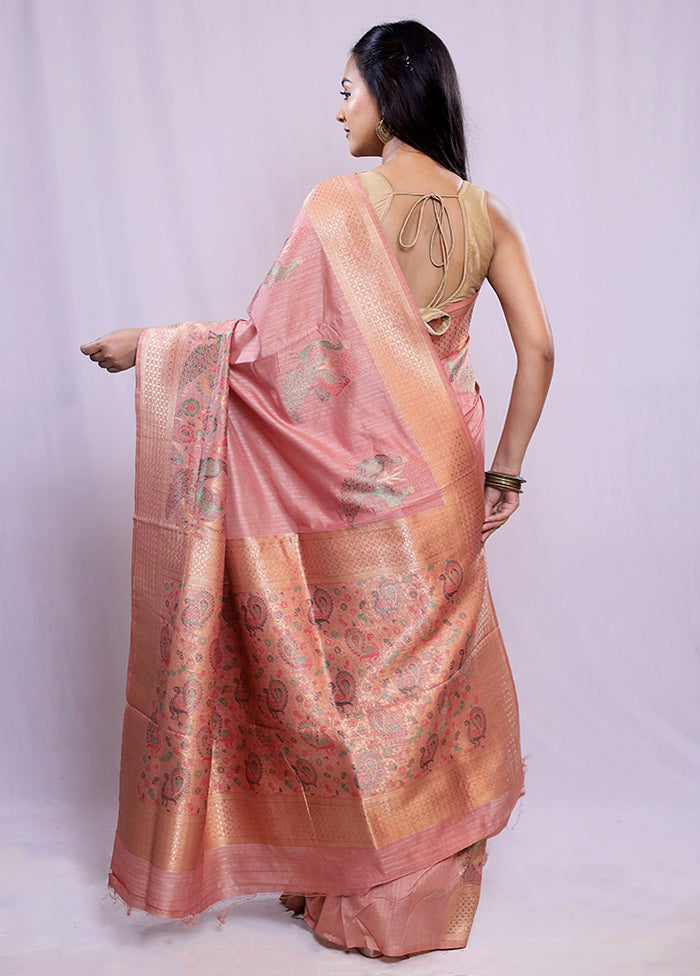 Cream Dupion Silk Saree With Blouse Piece - Indian Silk House Agencies