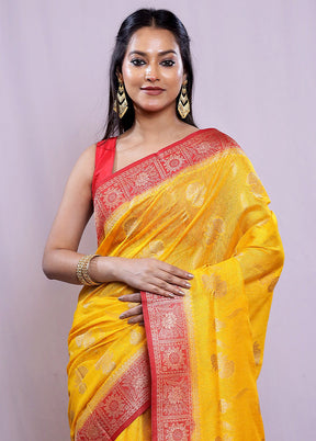 Yellow Tissue Silk Saree With Blouse Piece - Indian Silk House Agencies