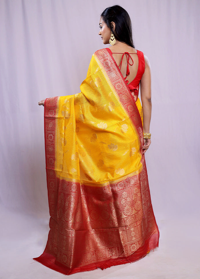 Yellow Tissue Silk Saree With Blouse Piece - Indian Silk House Agencies