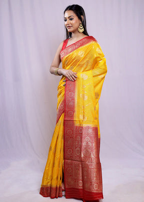 Yellow Tissue Silk Saree With Blouse Piece - Indian Silk House Agencies