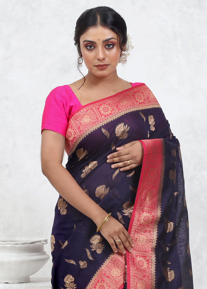 Blue Tissue Silk Saree With Blouse Piece - Indian Silk House Agencies