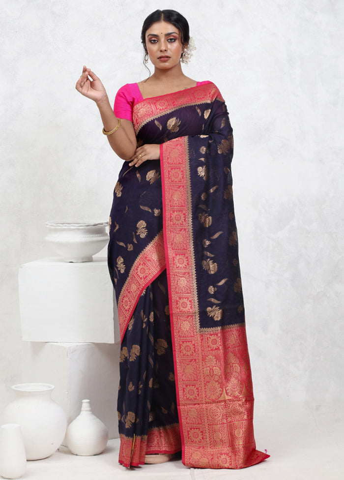 Blue Tissue Silk Saree With Blouse Piece - Indian Silk House Agencies