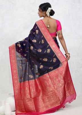 Blue Tissue Silk Saree With Blouse Piece