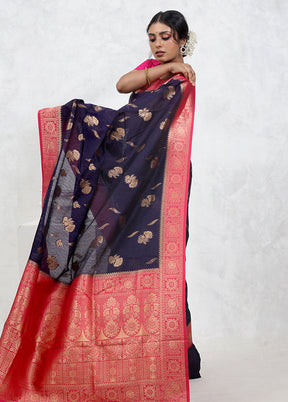 Blue Tissue Silk Saree With Blouse Piece