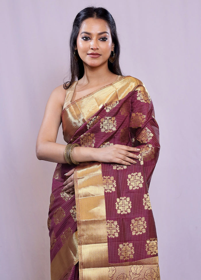 Purple Dupion Silk Saree With Blouse Piece - Indian Silk House Agencies