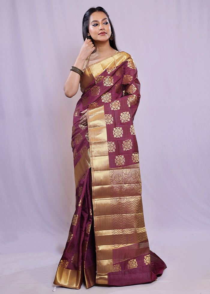 Purple Dupion Silk Saree With Blouse Piece - Indian Silk House Agencies