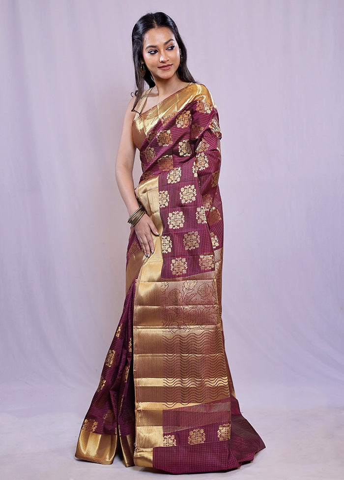 Purple Dupion Silk Saree With Blouse Piece - Indian Silk House Agencies