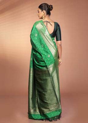 Green Kanjivaram Silk Saree With Blouse Piece