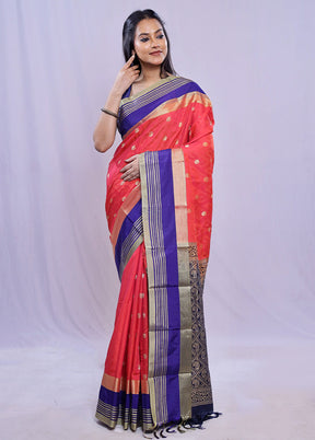 Red Kanjivaram Silk Saree With Blouse Piece - Indian Silk House Agencies