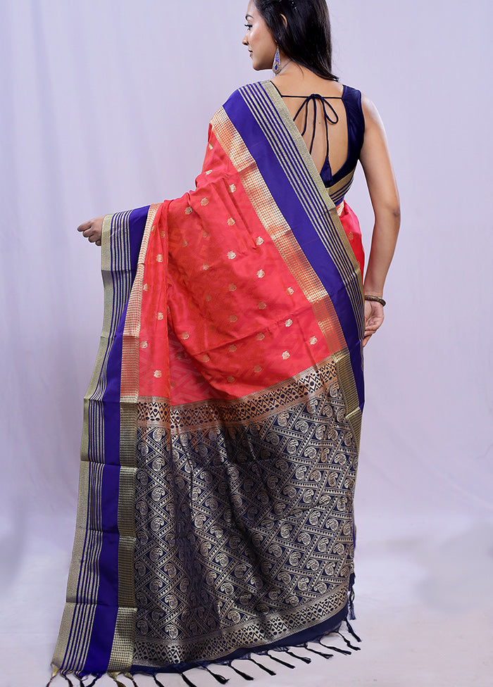 Red Kanjivaram Silk Saree With Blouse Piece - Indian Silk House Agencies