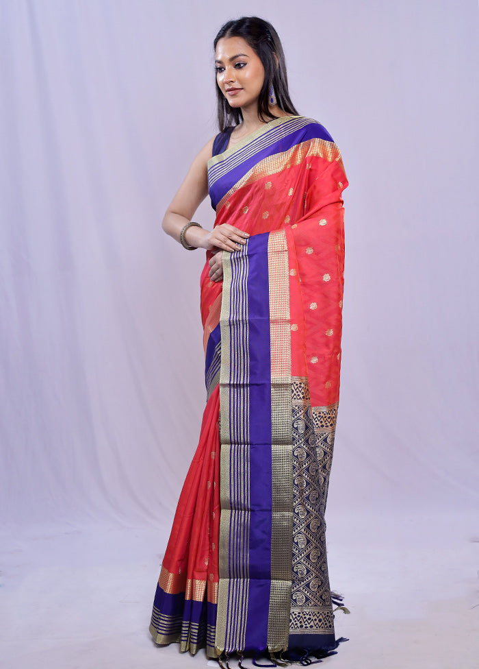 Red Kanjivaram Silk Saree With Blouse Piece - Indian Silk House Agencies