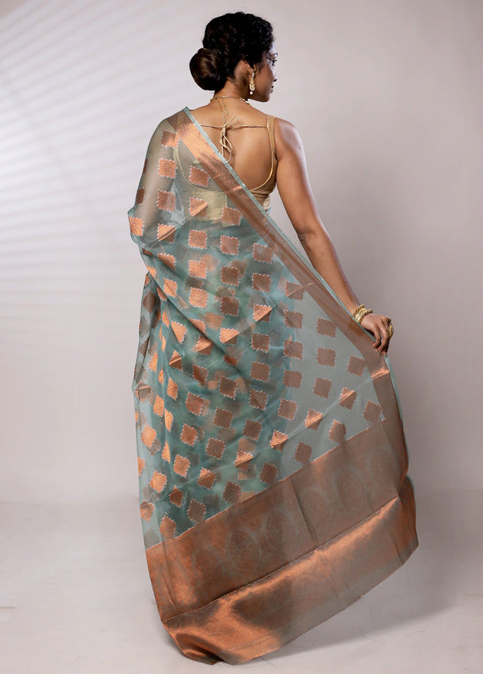 Green Organza Saree With Blouse Piece