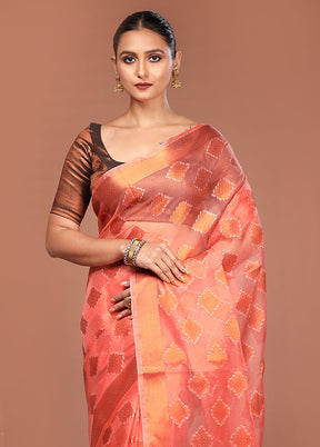 Pink Organza Saree With Blouse Piece