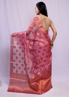 Purple Organza Saree With Blouse Piece - Indian Silk House Agencies