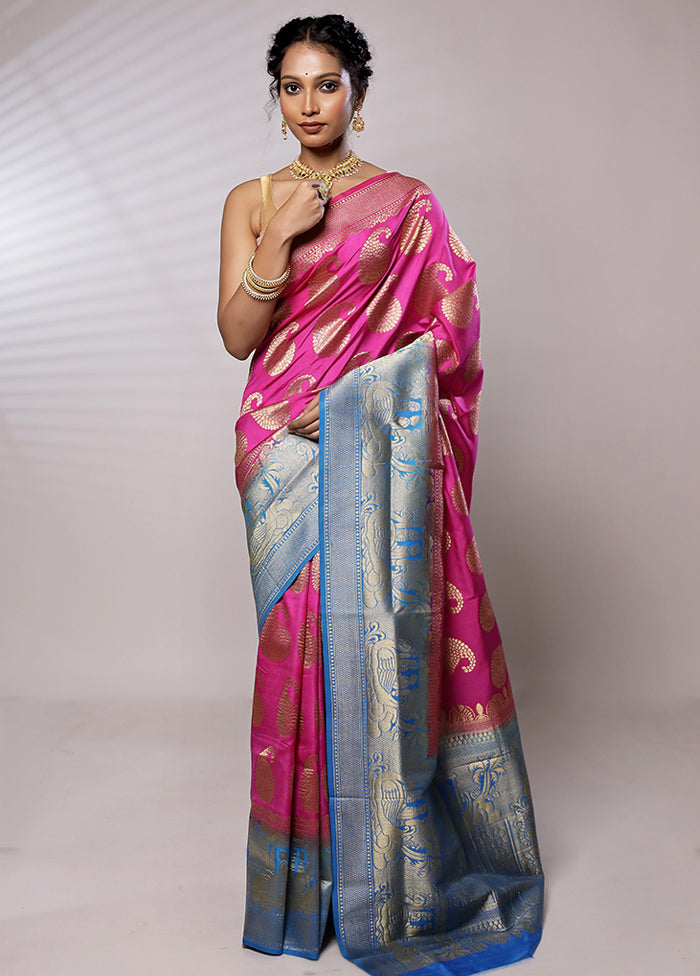 Pink Dupion Silk Saree With Blouse Piece - Indian Silk House Agencies