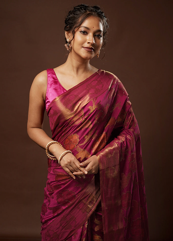 Pink Dupion Silk Saree With Blouse Piece - Indian Silk House Agencies