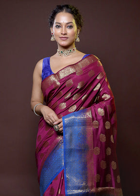 Purple Dupion Silk Saree With Blouse Piece