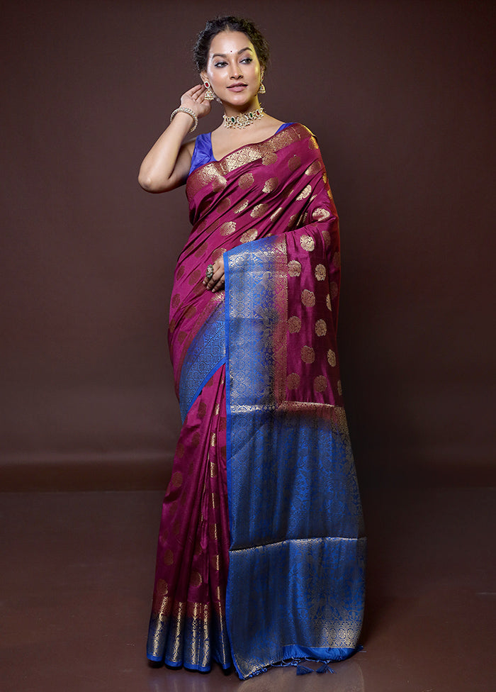 Purple Dupion Silk Saree With Blouse Piece