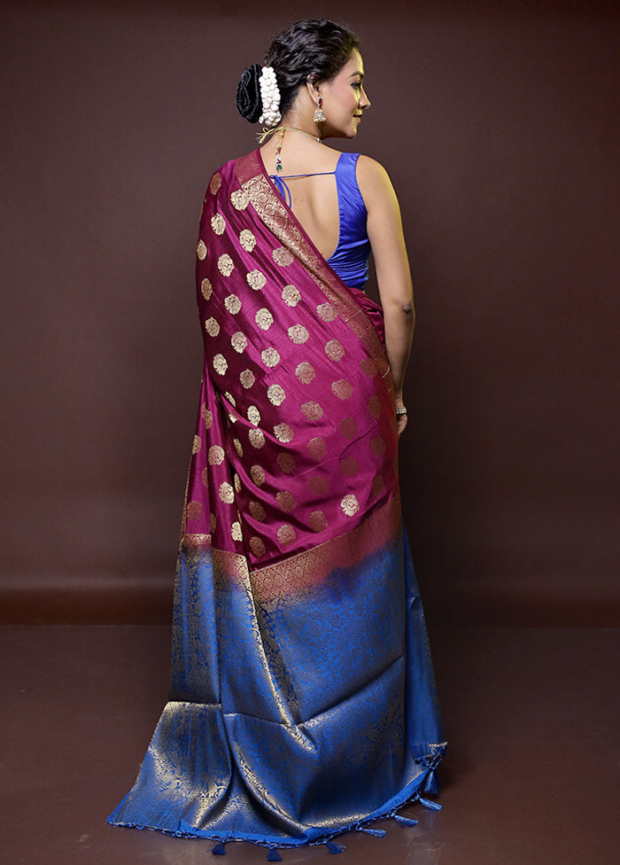 Purple Dupion Silk Saree With Blouse Piece