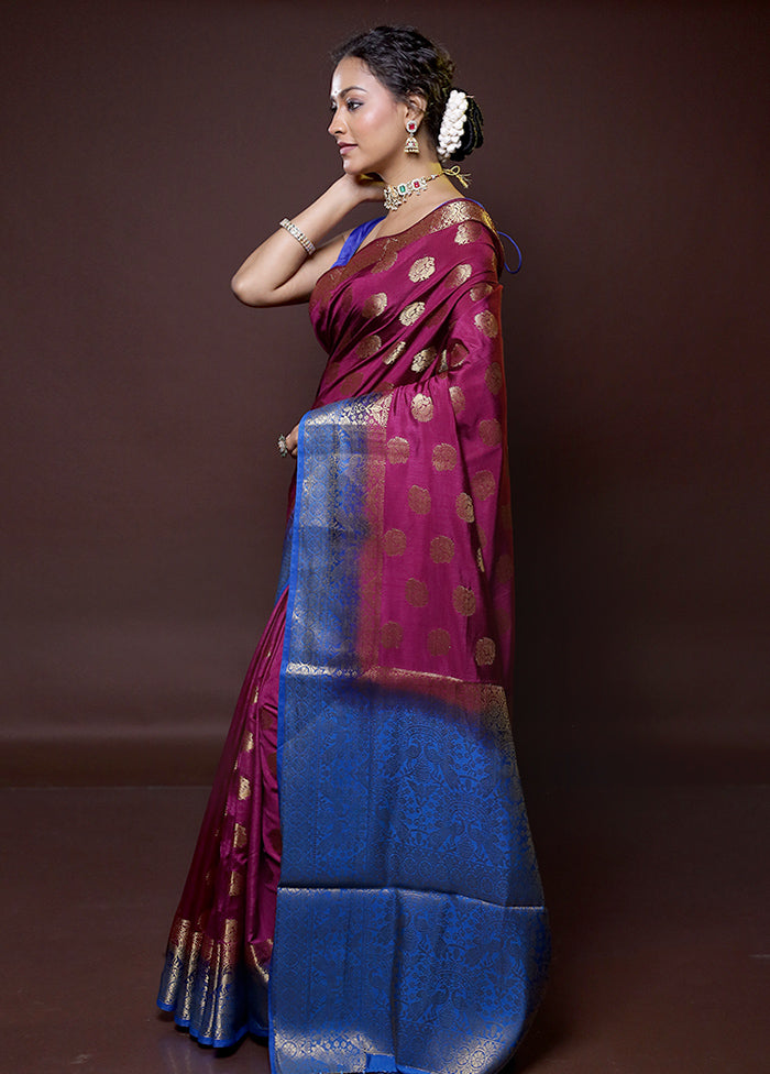 Purple Dupion Silk Saree With Blouse Piece