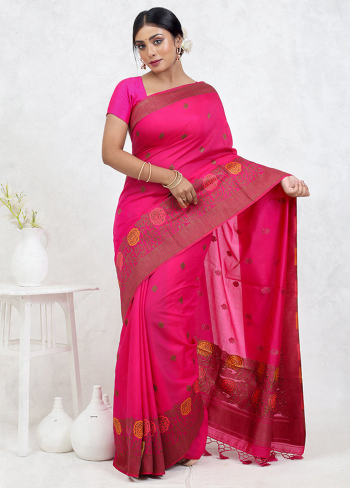 Pink Dupion Silk Saree Without Blouse Piece - Indian Silk House Agencies