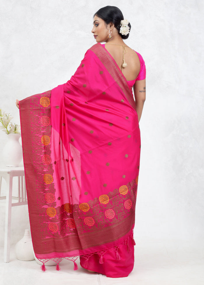 Pink Dupion Silk Saree Without Blouse Piece - Indian Silk House Agencies