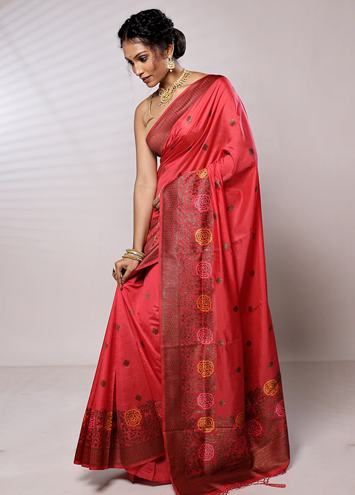 Pink Dupion Silk Saree With Blouse Piece - Indian Silk House Agencies