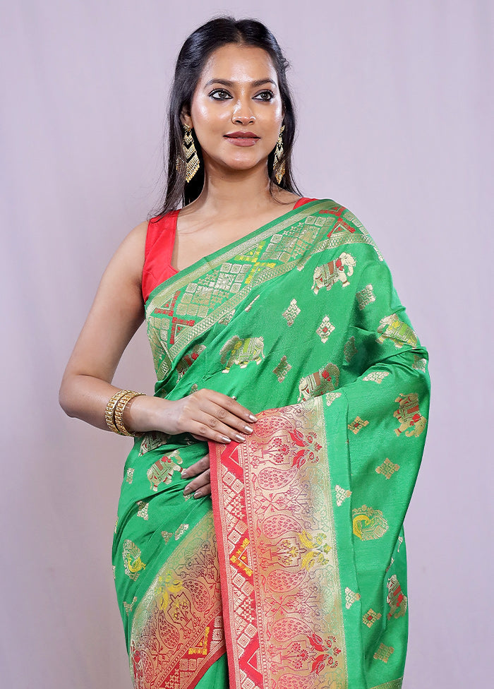 Multicolor Dupion Silk Saree With Blouse Piece - Indian Silk House Agencies