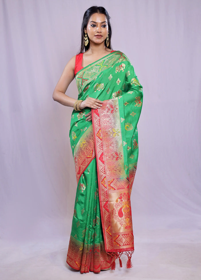 Multicolor Dupion Silk Saree With Blouse Piece - Indian Silk House Agencies