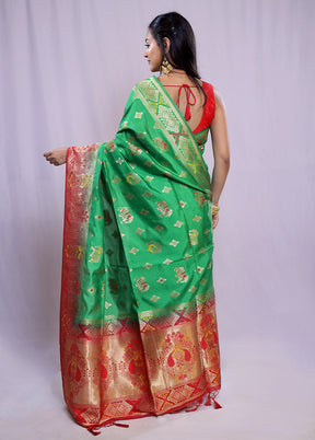 Multicolor Dupion Silk Saree With Blouse Piece - Indian Silk House Agencies