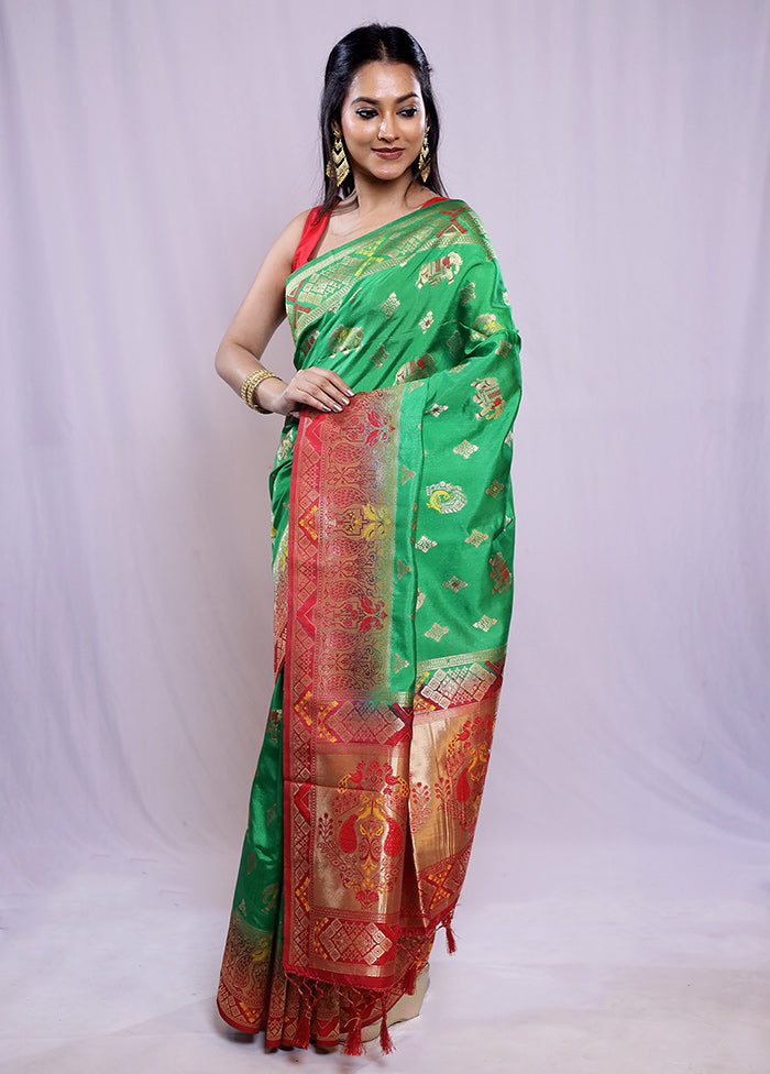 Multicolor Dupion Silk Saree With Blouse Piece - Indian Silk House Agencies