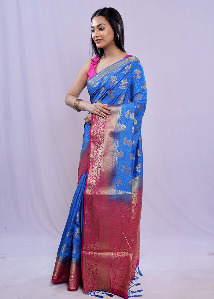 Multicolor Dupion Silk Saree With Blouse Piece - Indian Silk House Agencies