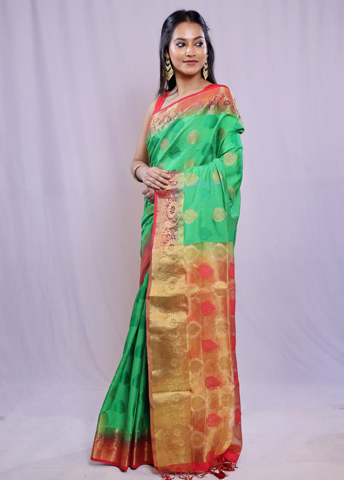 Multicolor Dupion Silk Saree With Blouse Piece - Indian Silk House Agencies