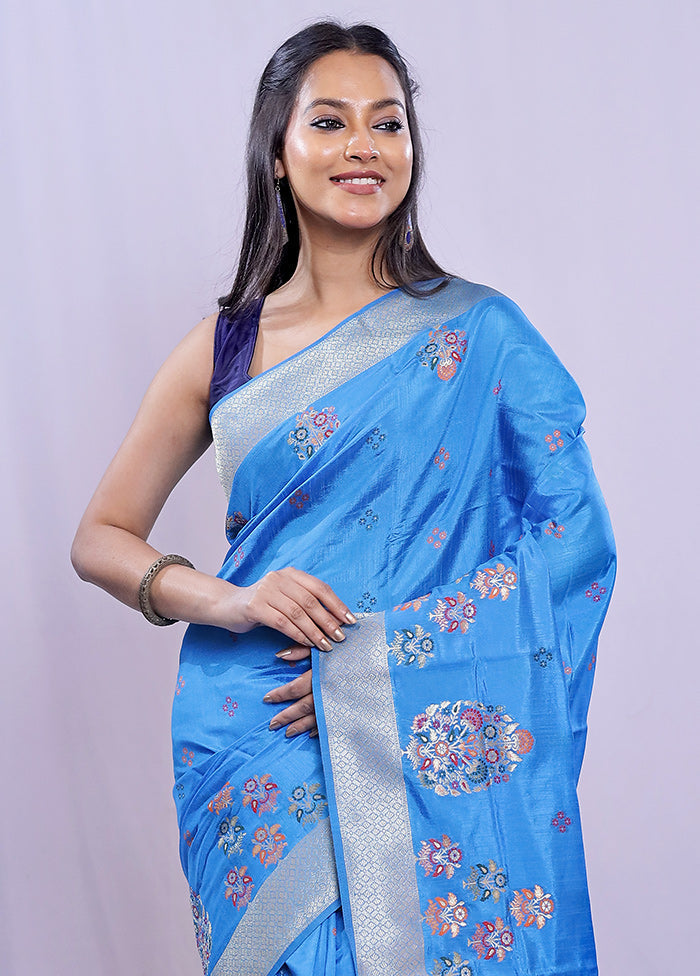 Multicolor Dupion Silk Saree With Blouse Piece - Indian Silk House Agencies