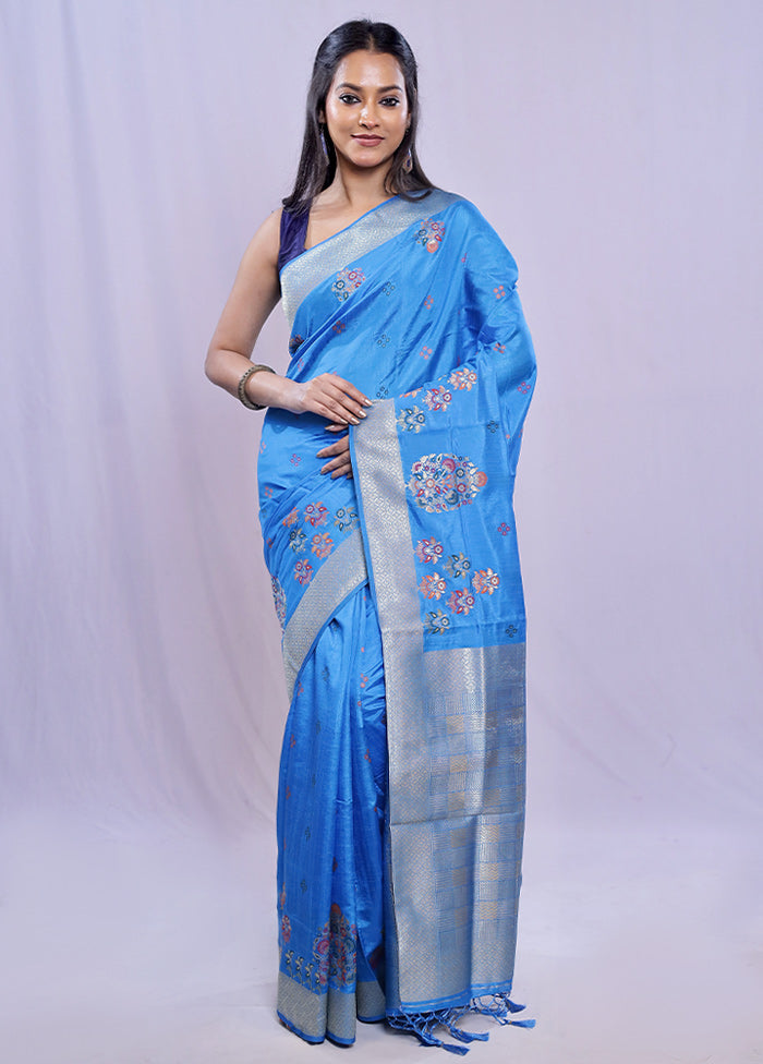 Multicolor Dupion Silk Saree With Blouse Piece - Indian Silk House Agencies