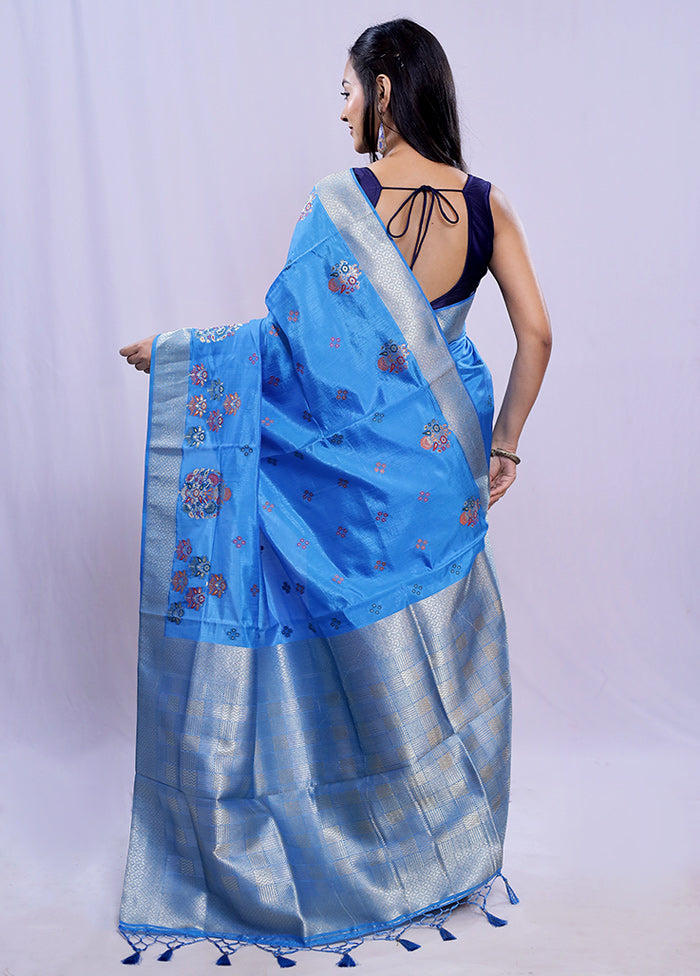 Multicolor Dupion Silk Saree With Blouse Piece - Indian Silk House Agencies